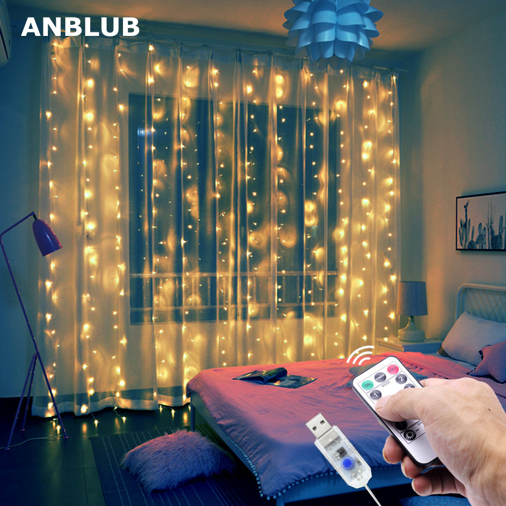 3M LED Curtain Garland USB String Lights