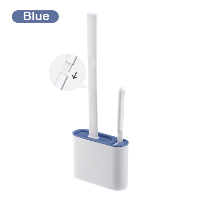 Wall Hanging TPR Toilet Brush with Holder Set Silicone Bristles for Floor Bathroom Cleaning